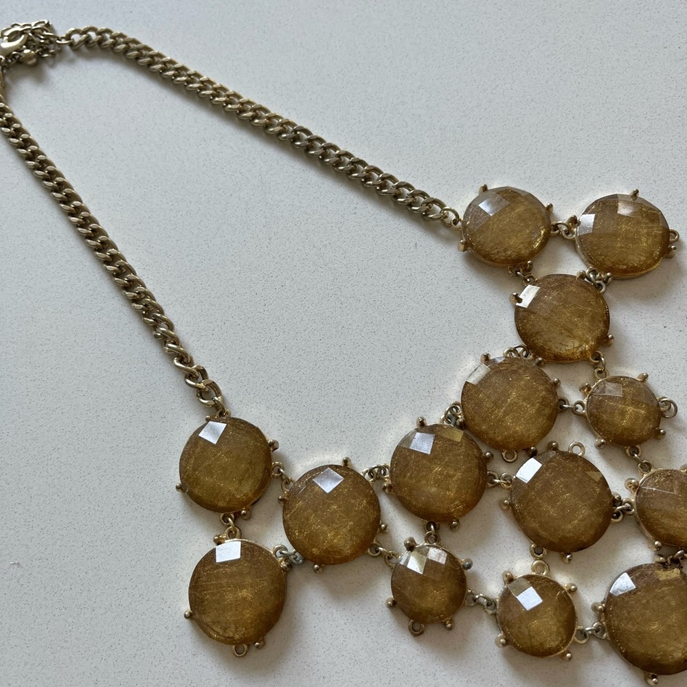 Geometric Light Brown / Gold Statement Necklace - image 2